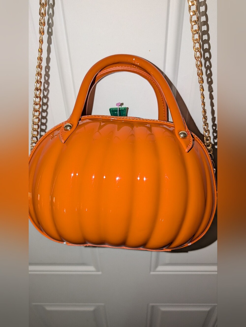Pumpkin Shaped Chain Handle Bag Orange VGC - Picture 3 of 10